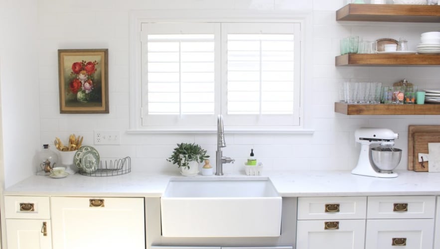 Plantation shutters in a kitchen